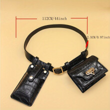 Sac ceinture décontracté en cuir noir réglable pour femme, taille L