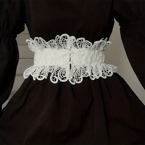 Cinto de renda vintage elegante em uma peça para mulheres, branco