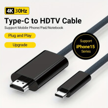 4K HDMI Typ-C Kabel, Kompatibel mit Geräten, Schwarz
