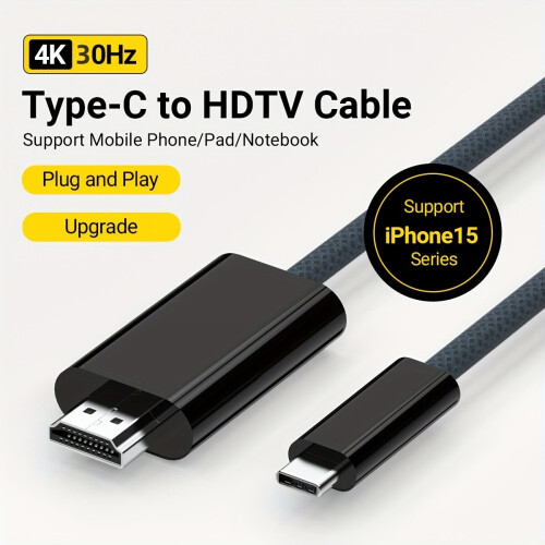 4K HDMI Typ-C Kabel, Kompatibel mit Geräten, Schwarz