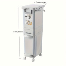 Großer Abfalleimer mit zwei Fächern, Pedal und Deckel, 32 l/3 Lagen