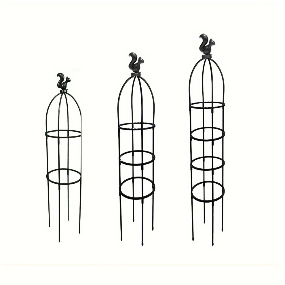 Pergola de jardin en métal pour plantes grimpantes avec oiseaux, style écureuil, quatre couches + tête de fleur