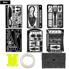6-teiliges Survival-Karten-Tool: EDC-Kit zum Angeln, Wandern., Schwarz