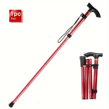 Verstellbarer, faltbarer Gehstock aus Aluminium., Rot