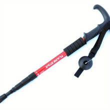 Leichter Trekkingstock aus Aluminiumlegierung mit stoßdämpfendem T-Griff., Rot