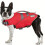 Reflective dog life jacket with handle for swimming., Red 1