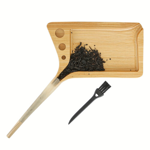 Mini plato para liar tabaco de bambú con cepillo.