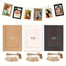 30 stuks papieren fotolijsten 10x15 cm, originele kleur (10 stuks) + zwart (10 stuks) + wit (10 stuks)