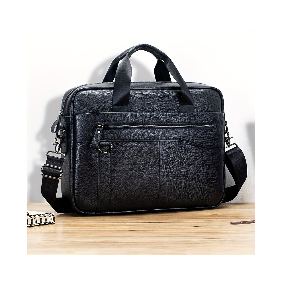 Sac à main en cuir pour homme, sac de voyage à bandoulière, noir