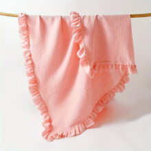Couverture en dentelle de couleur unie pour bébé, serviette en feuille de lotus pour enfants, rose