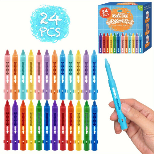 24-tlg. Bademalstifte-Set, auswaschbare Buntstifte.