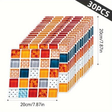 30/60 Stück selbstklebende Mosaikfliesen aus Kunststoff für den Innenbereich, 1-715 (30 Stk.)