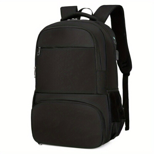 Multi-functional Large Capacity Backpack: USB, Headphone Jack, Insulated Compartment., Black