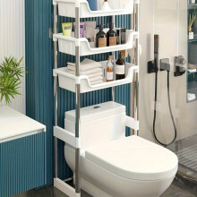 Étagère de salle de bain multifonctionnelle au-dessus des toilettes, 3 niveaux