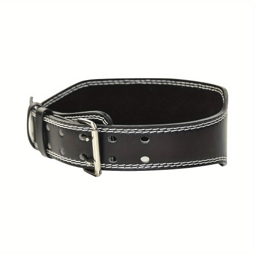 Professional leather powerlifting belt with non-slip coating., Black