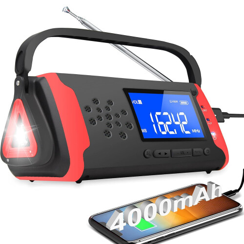 Notfallradio, 4000 mAh, rot