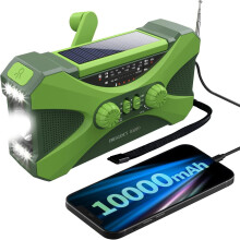 Rádio de emergência solar, 10000 mAh, verde