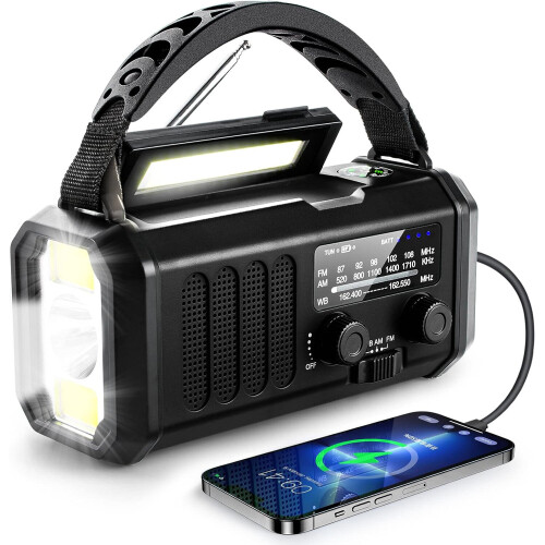Notfallradio, 10000 mAh, schwarz