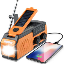 Rádio de emergência com manivela solar, 5000mah