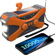 Rádio de emergência solar, 10000 mAh, laranja