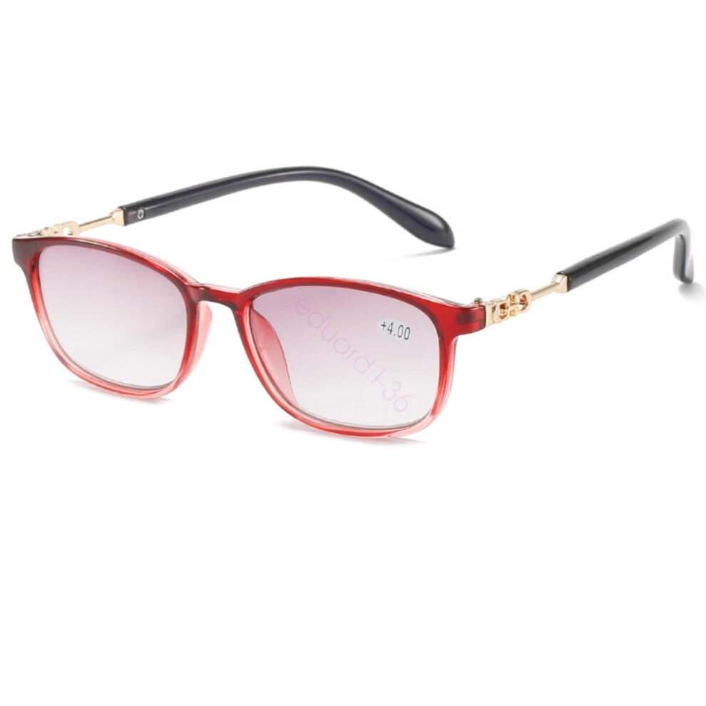 (+150, Red) Women's Magnifying Eyeglasses Sunglasses Tinted  Reading Glasses