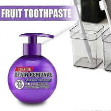(Purple) Baking Soda Toothpaste Stain Removal Teeth Cleaning Brightening Pump Toothpaste Cleaning Teeth