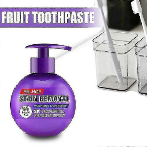 (Purple) Baking Soda Toothpaste Stain Removal Teeth Cleaning Brightening Pump Toothpaste Cleaning Teeth