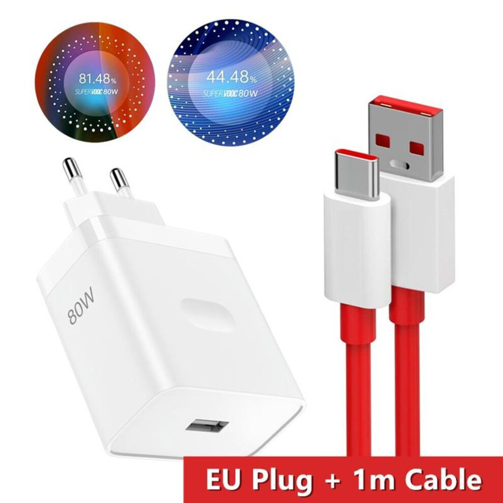 (as the picture, EU Plug - 1m Cable) 80w Eu Super Fast Wall Charger For Oneplus 9rt 10 11 12 Nord Ce 2 3 Lite Oppo Realme 10 Gt Neo 2 3 Type C Usb War-image-OPC-PHFJ69N-NEW