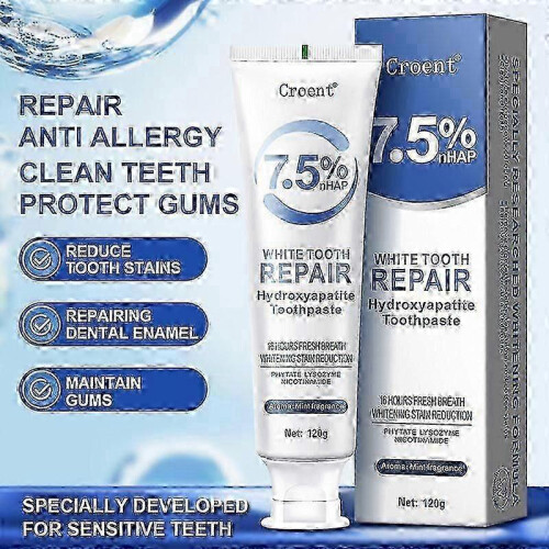 Hydroxyapatite Toothpaste for Advanced Enamel Protection, Gentle and Effective Formula, Fluoride-Free Toothpaste for Sensitive Teeth