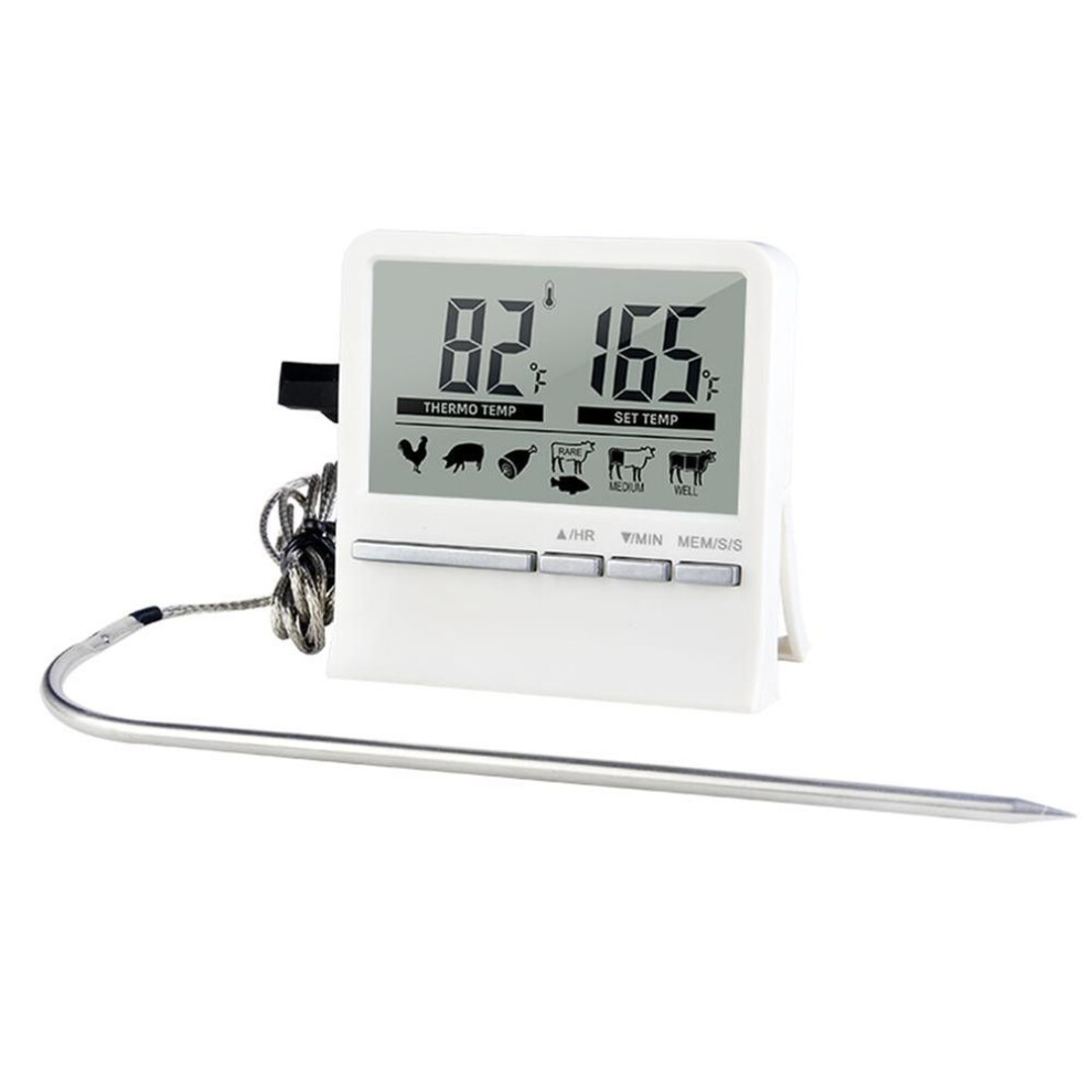 (white) Digital Barbecue Food Thermometer Probe Meter Oven Thermomet Probe Meter Outdoor Oven Meat Cooking Thermometer For Kitchen