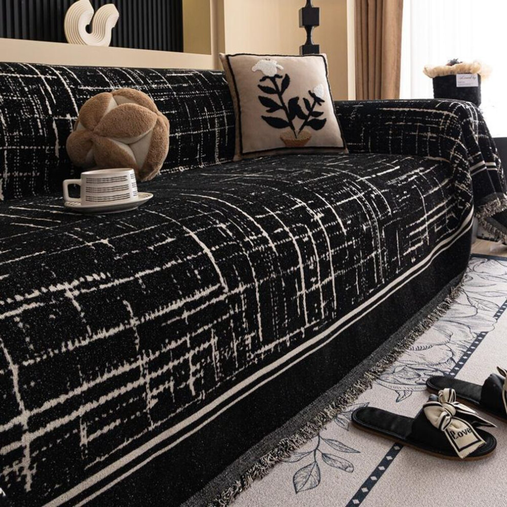 (black, 180*380cm) Simple And Modern Solid Color Sofa Towels, All-season Universal Sofa Cover Cloth, One-piece Cat Scratch Sofa Cover Blanket