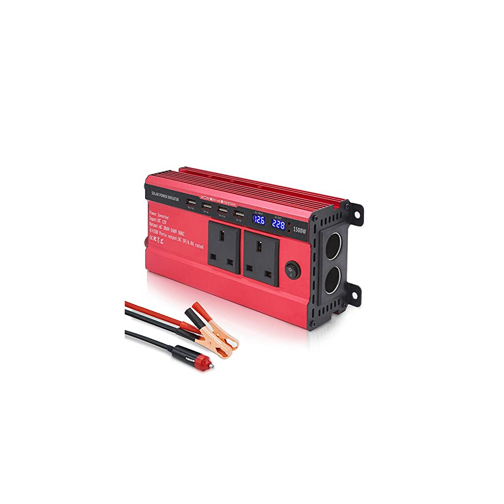 Lvyuan 1500W Power Inverter 12V To 240V Ac Car Converter With 3.1A 4 Usb 2 Ac Sockets Car Adapter With Led Display