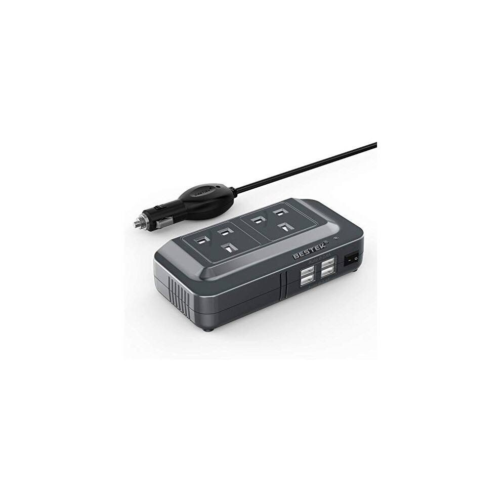 Bestek 200W Power Inverter Dc 12V To Ac 230V 240V Car Voltage Converter Transformer With 3-Pin Sockets & 4-Usb Ports 6950334971955