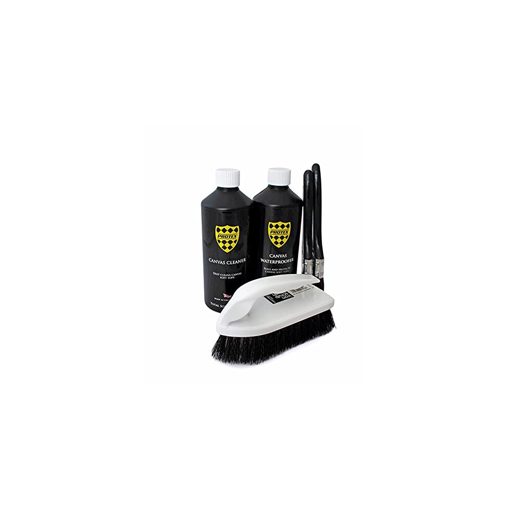 Protex Convertible Soft Top Care Kit With Canvas Cleaner & Waterproofer - 500Ml, Two Applicator Brushes And One Soft Top Cleaning Brush - Brush Kita