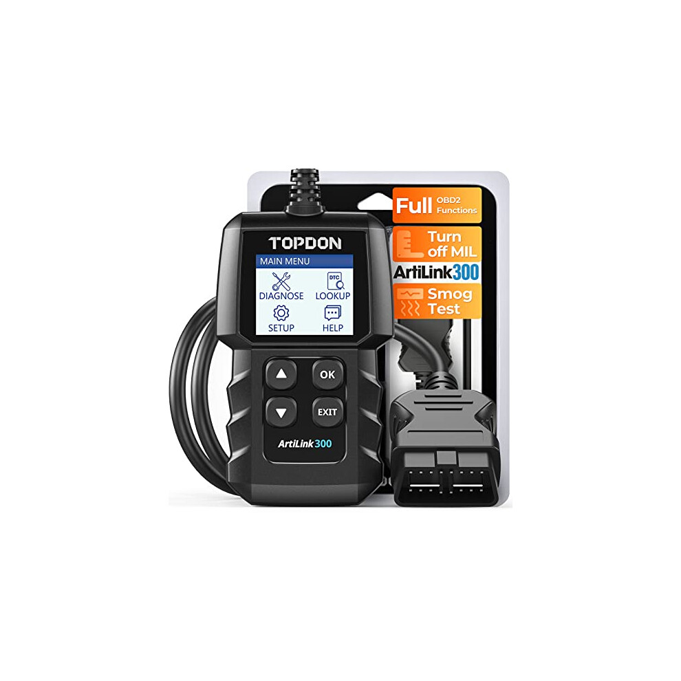 TOPDON AL300, OBD2 Scanner Code Reader, car Auto Diagnostic Tool with Full OBD2 Functions, Engine Fault Code Reader CAN Scan Tool, HD LCD Display Scr