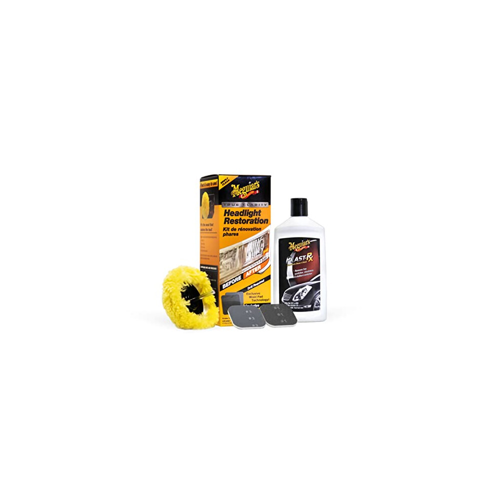Meguiar's G1900keu One-Step Plastic Car Headlight Restoration Kit Oxidised, Foggy & Plastic Car Headlights Yellow 070382019006