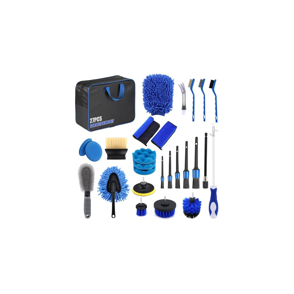 Goyoxoky Car Cleaning Kit 27Pcs, Car Washing Kit Interior & Exterior With Bag, Car Detailing Kit For Car Motorcycle Bike Cleaning Interior, Exterior, 5902932649386