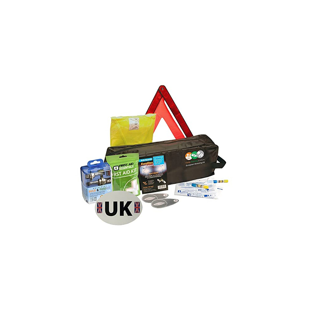 Family Motoring & Leisure 8 Piece European Travel Kit For Driving Abroad Quality Ultimate Safety Abroad European Travel Essentials Storage Bag & Emer 5053852008507
