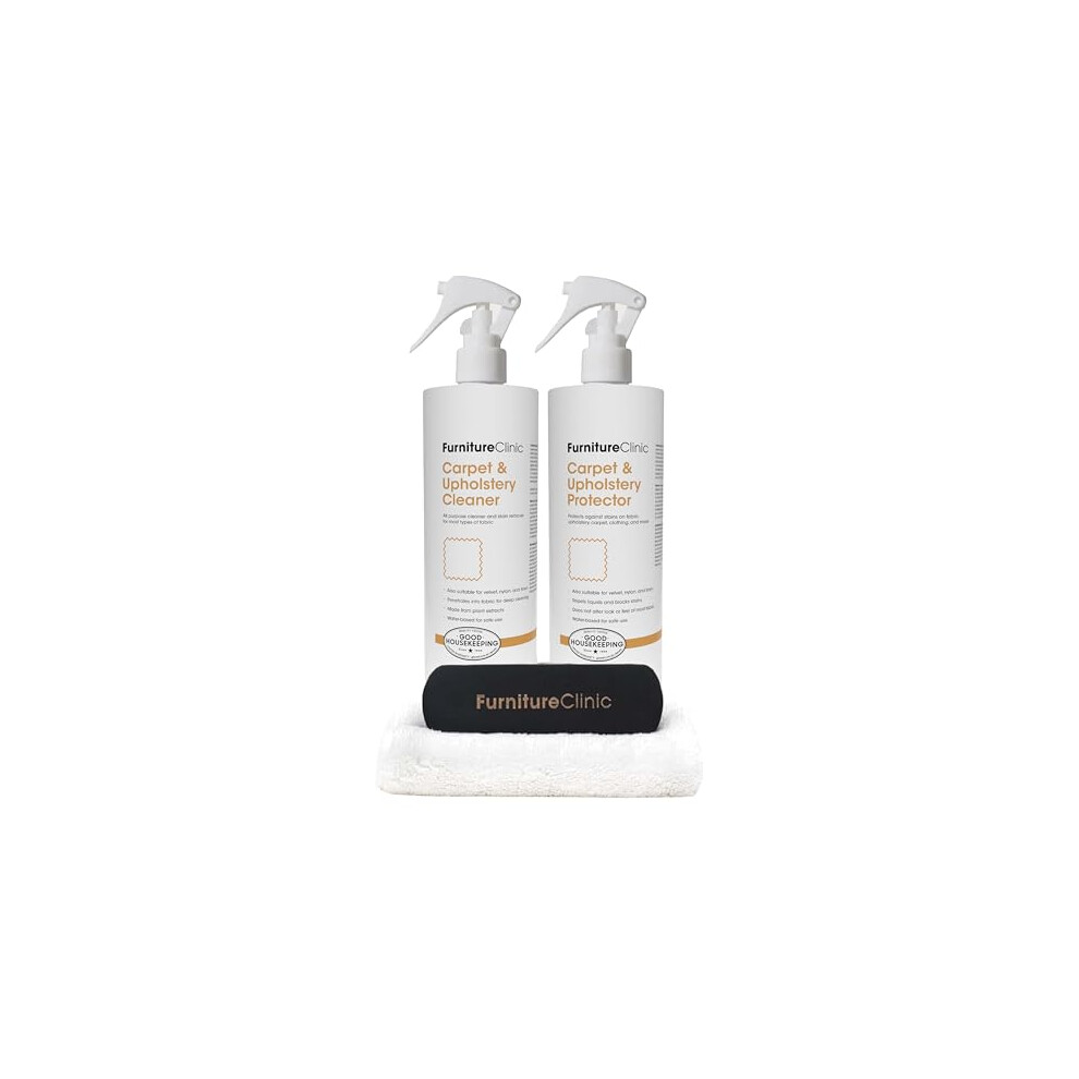 Furniture Clinic Fabric Care Kit | Includes: 500Ml Cleaner, 500Ml Protector, Microfibre Cloth & Cleaning Brush For Use On Clothing, Carpet, Upholster - Image 2
