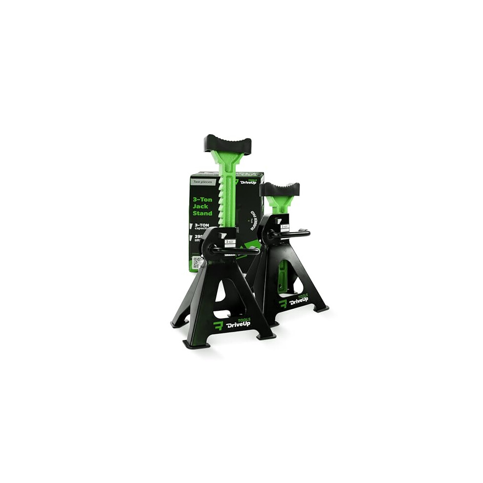 Driveuptools Axle Stands 3 Tons With Rubber Pad | Stabilizing Jack Stands Pack Of 2 | Lifting Height 11.6-16.7 Inches | Car Lift | Heavy-Duty Car Sta 4745011042743
