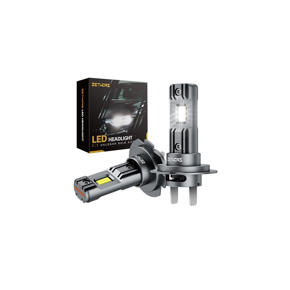 Zethors H7 Led Headlight Bulb With Fan 100W 22000Lm 6000K Xenon Mini Led H7 Halogen Replacementï¼Pack Of 2 White 722929433515