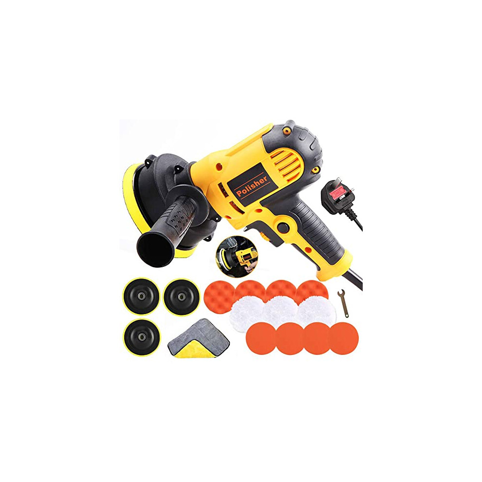 Rotary Car Polisher Buffer Waxing Machine, 700W 3600Rpm Variable Speed, 5'' Self-Adhesive Disc & 11X Polishing Pad & Towel For Family Cleaning 600455323084