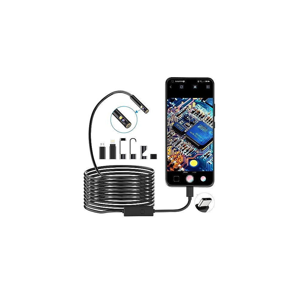 1920P Dual Lens Snake Inspection Borescope, Pancellent Type C Endoscope, Scope Camera With 8 Led Lights For Android And Ios Smartphone, Iphone, Ipad, 754469800403