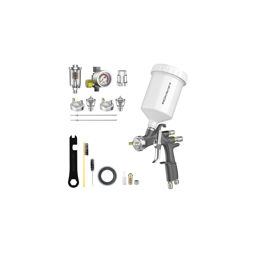 Inokraft D1 Lvlp Air Spray Gun Premium Kit, Easy To Use, Paint Gun For Cars & House Diy Painting, 1.3/1.5/1.7Mm Nozzles, With Paint Sprayer Accessori 6975500468763