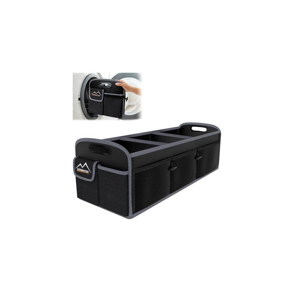 M Karmater Car Trunk Organizer,Machine Washable Pp Materials 3 Compartments Car Storage,95L Waterproof Polyester Cars Accessories Organizer And 6 Poc 768502292711