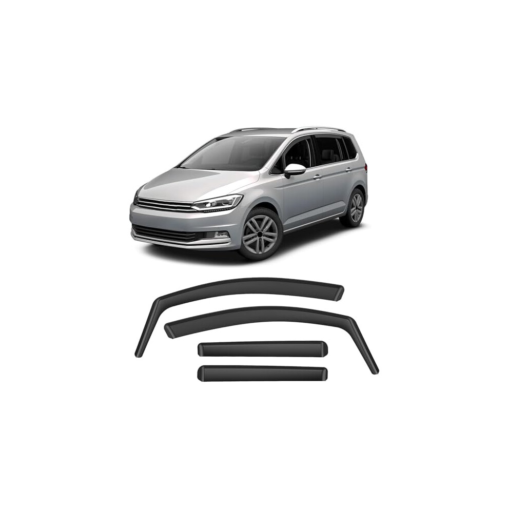 Gearcell Wind Deflectors, Rain Guards Window Visor Compatible With Volkswagen Touran Mk1/Mk2 2004-2015, In-Channel Side Shatterproof Sun Visor, Black 9148229892615