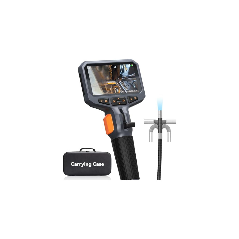 Teslong Articulating Endoscope Inspection Camera, 4.5'' Ips Two-Way Inspection Camera With Articulated Probe, Flexible Borescope With For Wall/ Light 8371479930412
