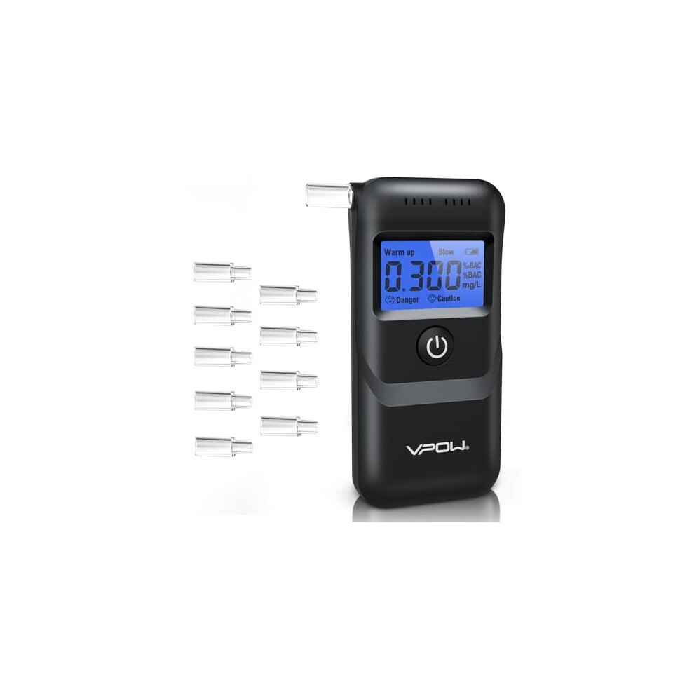 VPOW Breathalyzer, Alcohol Breathalyzer to Test Alcohol with Digital Blue LCD Display, Grade Accuracy Personal Breathalyzers Alcohol Tester for Perso
