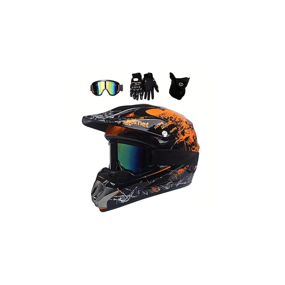 UIGJIOG Motocross Helmet,Youth ATV Dirt Bike Motorcycle Helmet, Full-Face Off Road Motorcycle Crash Helmet,BMX 4-Wheeler Off-Road Mountain Bike Helme