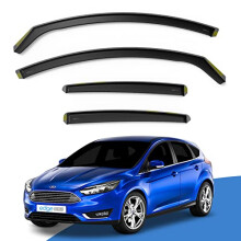 EdgeVisors Wind Deflectors | Fits: Ford Focus MK3 (2011-2018) 4/5 Door Saloon/Hatchback 4pc Set | In-Channel Rain Guards for Wind, Rain & Sun Protect